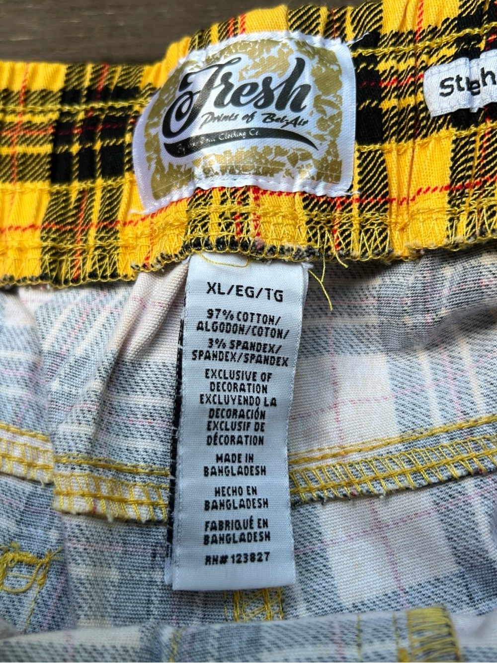 Drill Clothing Co. Fresh Prints of Bel-Air Stretch Twill Yellow Plaid Shorts|XL - Picture 8 of 14